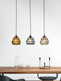 Pendelleuchte Ruffle aus Glas, Lampenschirm: Glas, Baldachin: Stahl, lackiert, Orange, Grau, Bernsteinfarben, B 69 x H 17 cm