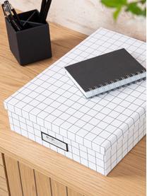 Boîte de rangement Oskar, Blanc, noir, larg. 26 x haut. 9 cm