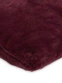 Housse de coussin en fourrure synthétique très moelleuse lisse Mette, Pourpre