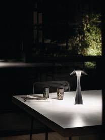 Kleine mobiele LED tafellamp Space, Kunststof, Zilverkleurig, Ø 15 x H 30 cm