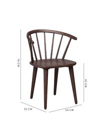 Krzesło z podłokietnikami z drewna  Windsor Carmen, 2 szt., Drewno kauczukowe, barwione, lakierowane, Ciemny brązowy, S 54 x G 52 cm