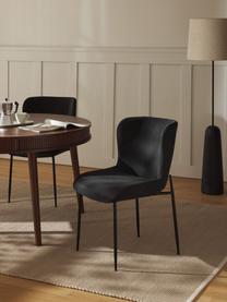 Gestoffeerde stoel Tess, Bekleding: 100% polyester Met 35.000, Poten: gepoedercoat metaal Dit p, Geweven stof zwart, B 49 x D 64 cm