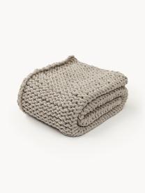 Plaid grosse maille Adyna, 100 % acrylique, Grège, larg. 130 x long. 170 cm