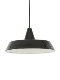 Scandi hanglamp Jubilee, Lampenkap: gelakt staal, Baldakijn: kunststof, Zwart, Ø 40  x H 20 cm