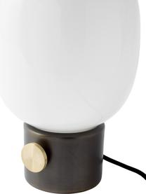 Lámpara de mesa regulable JWDA, con puerto USB, Pantalla: vidrio, Cable: forro textil, Marrón, Ø 19 x Al 32 cm
