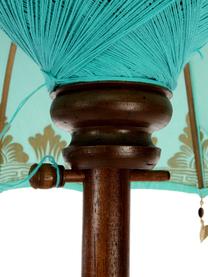 Parasol Oriental Lounge, Frame: fruithout met metalen det, Turquoise, goudkleurig, donkerbruin, Ø 180 x H 225 cm