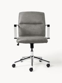 Chaise de bureau en similicuir avec accoudoirs Reto, hauteur réglable, Cuir synthétique gris, larg. 60 x prof. 68 cm