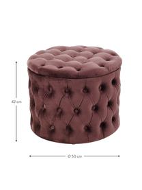 Pouf coffre en velours brun rouillé Chiara, Brun rouillé, Ø 50 x haut. 42 cm