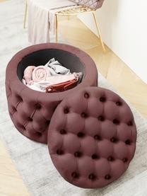 Pouf coffre en velours brun rouillé Chiara, Brun rouillé, Ø 50 x haut. 42 cm