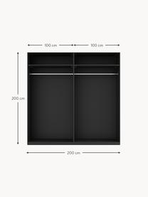 Armario modular Simone, 4 puertas (200 cm), diferentes variantes, Estructura: tablero aglomerado revest, Aspecto madera de nogal, negro, Interior Basic (An 200 x Al 200 cm)