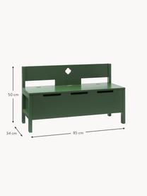 Banc avec rangement Carl Larsson, MDF, bois de pin, Vert foncé, larg. 85 x haut. 34 cm