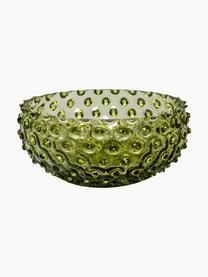 Ručně foukaná mísa s reliéfem Hobnail Tapas, Sklo, Olivově zelená, Ø 17 cm, V 7 cm