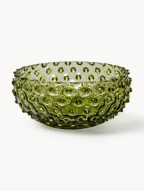 Ciotole fatte a mano con rilievo Hobnail Tapas, Vetro, Verde oliva, Ø 17 x Alt. 7 cm