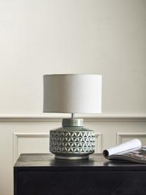 Lampa stołowa z ceramiki i lnianym kloszem Monica, Beżowy, szary, Ø 23 x W 33 cm