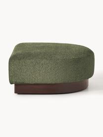 Pouf en peluche-bouclette Natalie, Peluche-bouclette vert foncé, bois de hêtre foncé, larg. 91 x haut. 45 cm