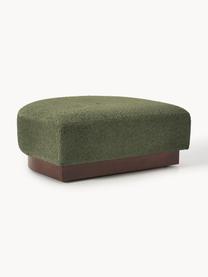 Pouf en peluche-bouclette Natalie, Peluche-bouclette vert foncé, bois de hêtre foncé, larg. 91 x haut. 45 cm