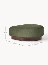 Pouf en peluche-bouclette Natalie, Peluche-bouclette vert foncé, bois de hêtre foncé, larg. 91 x haut. 45 cm