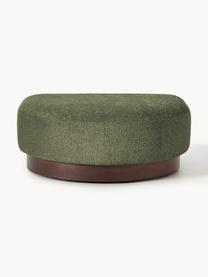 Pouf en peluche-bouclette Natalie, Peluche-bouclette vert foncé, bois de hêtre foncé, larg. 91 x haut. 45 cm