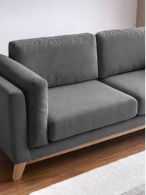 Sofa Seattle (3-osobowa), Tapicerka: 100% poliester, Stelaż: drewno naturalne, płyta w, Nogi: drewno naturalne, Ciemny szary, S 218 x G 86 cm