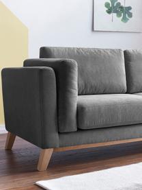 Sofa Seattle (3-osobowa), Tapicerka: 100% poliester, Stelaż: drewno naturalne, płyta w, Nogi: drewno naturalne, Ciemny szary, S 218 x G 86 cm