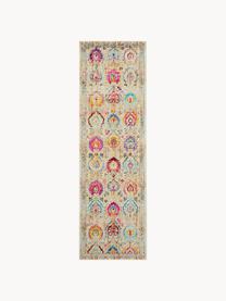 Běhoun s nízkým vlasem s barevnými ornamenty Kashan Vintage, Béžová, Š 71 cm, D 230 cm