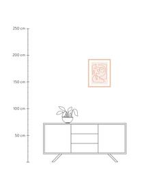 Ingelijste digitale print Abstract Organic Drawing, Afbeelding: digitale print op papier,, Lijst: gelakt hout, Roze, oranje, B 43 cm x H 53 cm