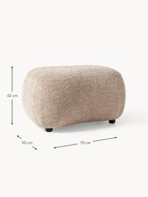 Pouf en peluche-bouclette Alba, Peluche-bouclette beige, larg. 70 x haut. 42 cm, courbé à gauche