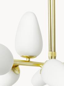 Lámpara de techo de vidrio opalino Lilja, Estructura: metal, latón, Blanco, dorado, An 100 x Al 55 cm