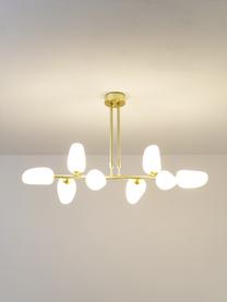 Lampa wisząca ze szkła opalowego Lilja, Biały, odcienie złotego, S 100 x W 55 cm