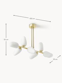 Lampada da soffitto in vetro opale Lilja, Struttura: metallo ottonato, Paralume: vetro opalino, Bianco, dorato, Larg. 100 x Alt. 55 cm