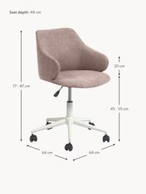 Sedia da scrivania imbottita Einara, regolabile in altezza, Rivestimento: poliestere, Struttura: acciaio rivestito, Ruote: polipropilene, Tessuto torrone, Larg. 64 x Alt. 64 cm