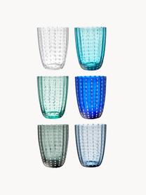 Wassergläser Kalahari, 6er-Set, Glas, Blau- und Türkistöne, transparent, Ø 9 x H 11 cm, 300 ml