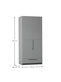 Kleiderschrank Pure in Grau, 2-türig, Kiefernholz, beschichtet, Grau, B 95 x H 215 cm