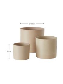 Plantenpottenset Abby in beige, 3-delig, Gerecycled steenpoeder, plastic, houtvezel, Beige, Set met verschillende formaten