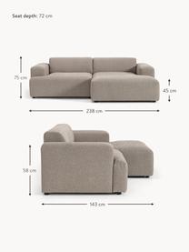 Ecksofa Melva (3-Sitzer), Bezug: 100 % Polyester Der strap, Gestell: Massives Kiefern- und Fic, Webstoff Greige, B 238 x T 143 cm, Eckteil links