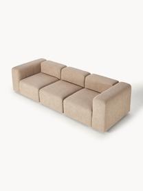 Sofá modular bouclé Lena (4 plazas), Tapizado: Bouclé (93% poliéster, 6%, Estructura: madera de pino, contracha, Patas: plástico, Bouclé marrón claro, An 284 x F 106 cm