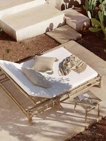 Bain de soleil en bambou XL avec matelas rembourré Bambed, Blanc, brun