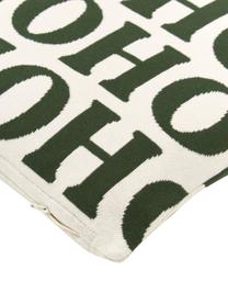 Housse de coussin 45x45 vert tricot Ho ho ho, 100 % coton, Crème, vert foncé, larg. 45 x long. 45 cm