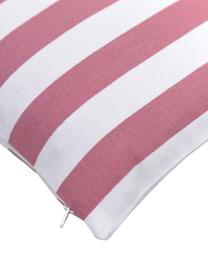 Gestreepte kussenhoes Timon in roze/wit, 100% katoen, Roze, wit, B 30 x L 50 cm