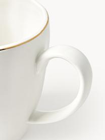 Tasses à thé en porcelaine Sali, 2 pièces, Porcelaine, émaillée, Blanc avec bordure dorée, Ø 9 x haut. 10 cm, 350 ml