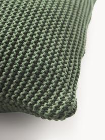 Housse de coussin en tricot de coton bio Adalyn, 100 % coton bio, certifié GOTS, Vert foncé, larg. 40 x long. 40 cm