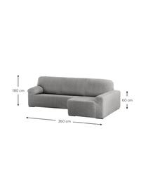 Copertura divano angolare Roc, 55% poliestere, 35% cotone, 10% elastomero, Grigio, Larg. 360 x Alt. 180 cm, chaise-longue a destra