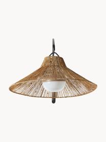 Handgemaakte dimbare LED vloerlamp Niza met afstandsbediening, Lampenkap: natuurlijke vezel, Lampvoet: gecoat metaal, Bruin, zwart, B 40 x H 167 cm