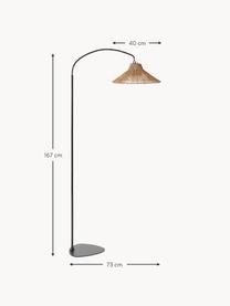 Lampada da giardino a LED luce regolabile fatta a mano con telecomando Niza, Paralume: fibra naturale, Base della lampada: metallo rivestito, Marrone, nero, Larg. 40 x Alt. 167 cm