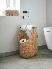 Handgeflochtener Aufbewahrungskorb Pape mit Toilettenpapierhalter, Korb: Wasserhyazinthe, Griff: Eukalyptusholz, Hellbraun, B 35 x H 50 cm