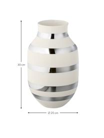 Veľká ručne vyrobená dizajnová váza  Omaggio, Lesklá strieborná, biela