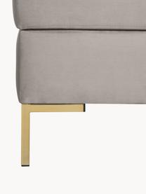 Sofa-Hocker Luna aus Samt mit Stauraum, Bezug: Samt (100 % Polyester), O, Gestell: Massives Buchenholz, Schi, Füße: Metall, galvanisiert Das , Samt Greige, Goldfarben, B 77 x H 49 cm