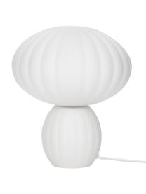 Lámpara de mesa pequeña de vidrio opalino Bluni, Pantalla: vidrio opalino, Cable: plástico, Blanco, Ø 23 x Al 28 cm