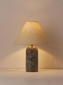 Tafellamp Gia met marmeren voet, Lampenkap: 50% linnen, 50% polyester, Lampvoet: marmer, Beige, grijs, gemarmerd, Ø 30 x H 39 cm
