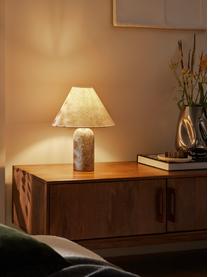 Tischlampe Gia mit Marmorfuss, Lampenschirm: 50 % Leinen, 50 % Polyest, Beige, Grau, marmoriert, Ø 30 x H 39 cm